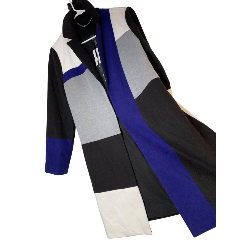 Chicos Black Label Size 8/10 M Patchwork Topper Coat RD10711 $259 NWT